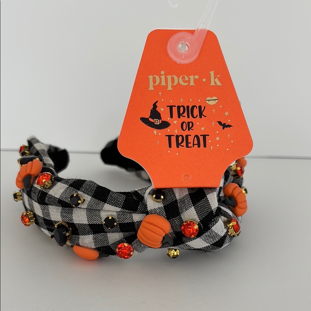 Piper K Embellished  Black and White Halloween Headband
